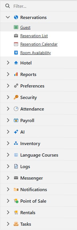Navigation groups in the administration app